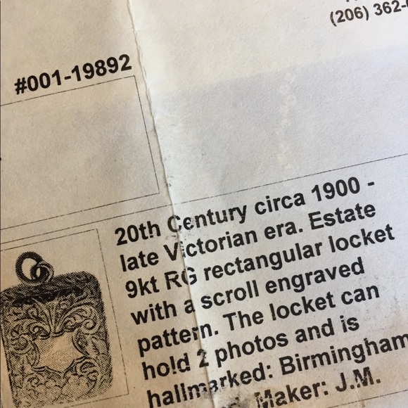 1900 Victorian Rose Gold Locket JM England - Picture 8 of 10